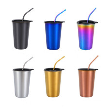 European Style Tumbler Stainless Steel  Coffee mug with Straws and Lids  BPA-Free  Unbreakable Tumbler with Straw